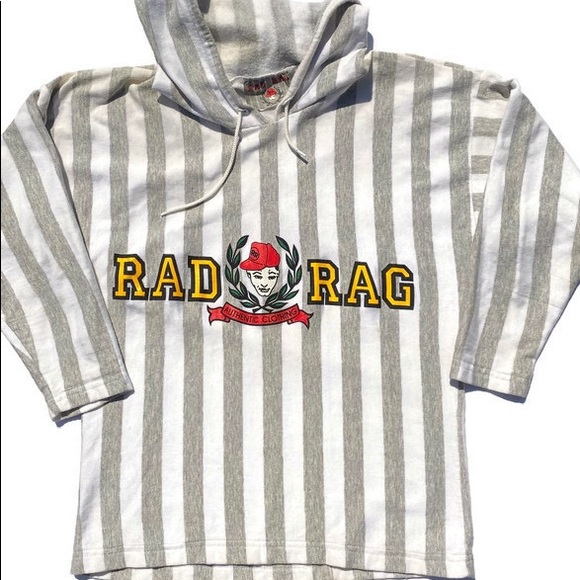 Vintage “Rad Rags” Stripped Hoodie - Picture 1 of 4